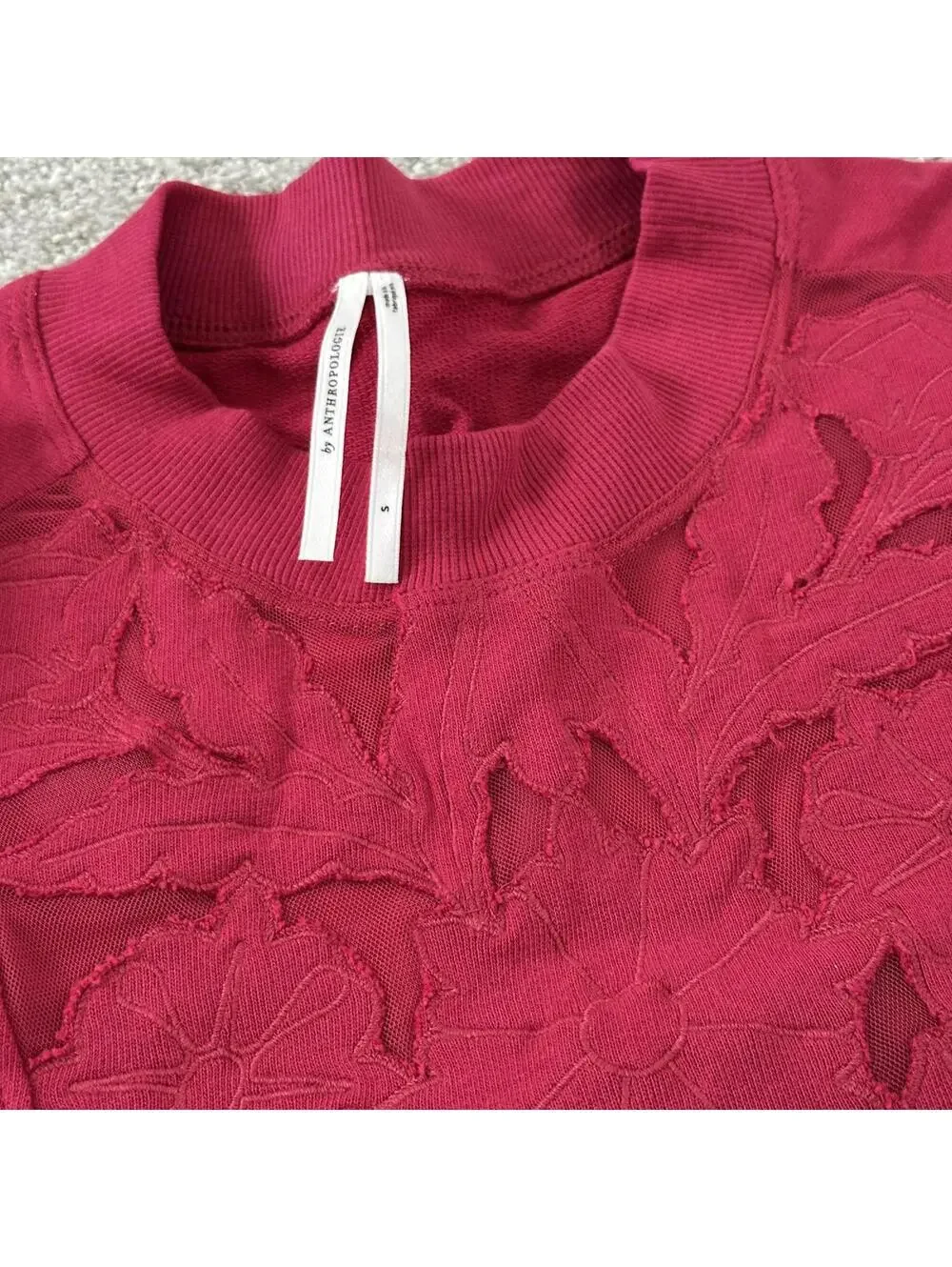 NWOT Lace Cutwork Swing Top Anthropologie Wine Small